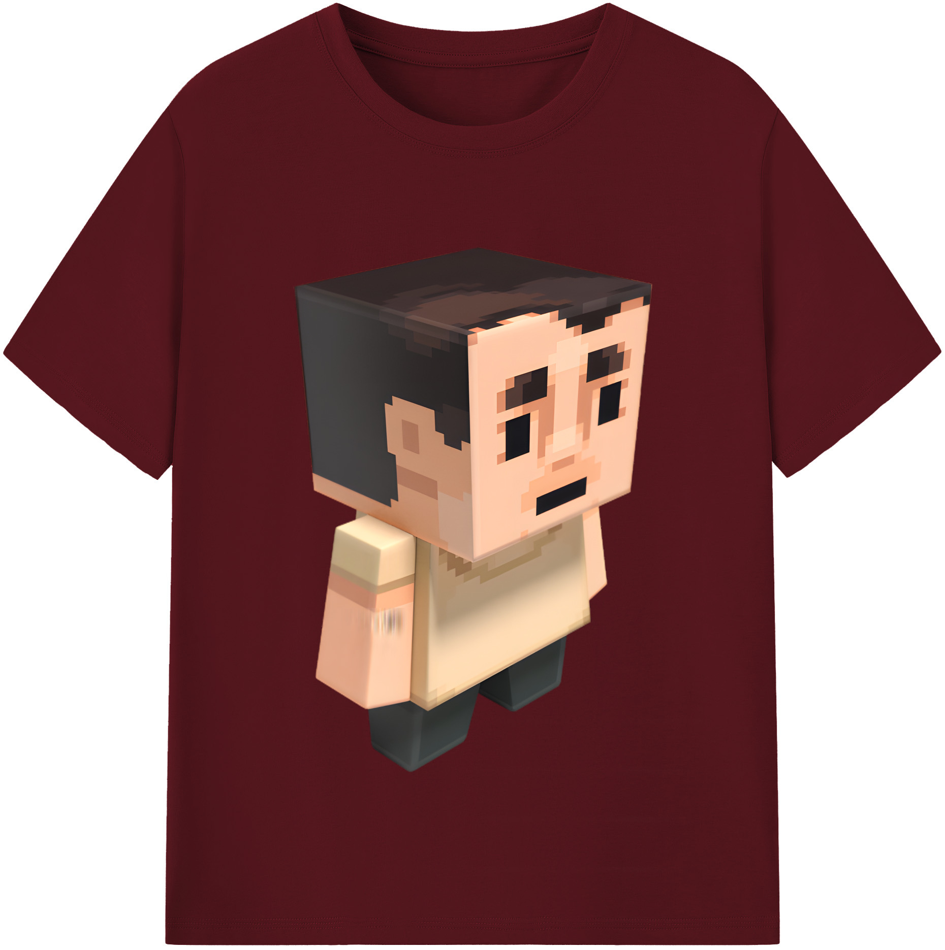 （画像用） マインクラフト ブロックの世界 Minecraft MC Block world 綿100％半袖Tシャツ（フロントプリント）